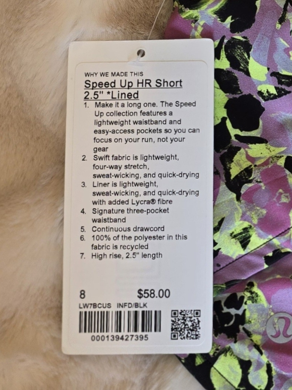 NWT! Lululemon athletica Speed Up HR 2.5" Lined Shorts - Neon Floral Size 8